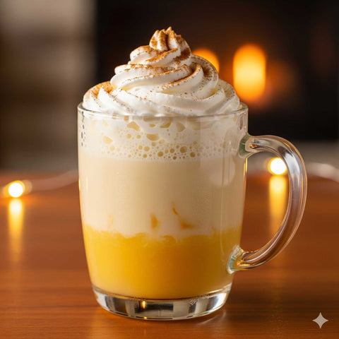 Eierpunsch mit Organgenlikör auf einem Tisch