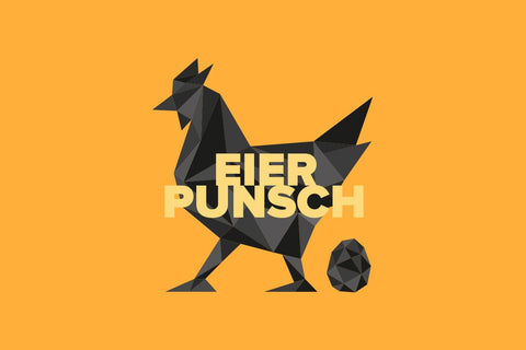 Schwarzes Huhn auf orangenen Hintergrund