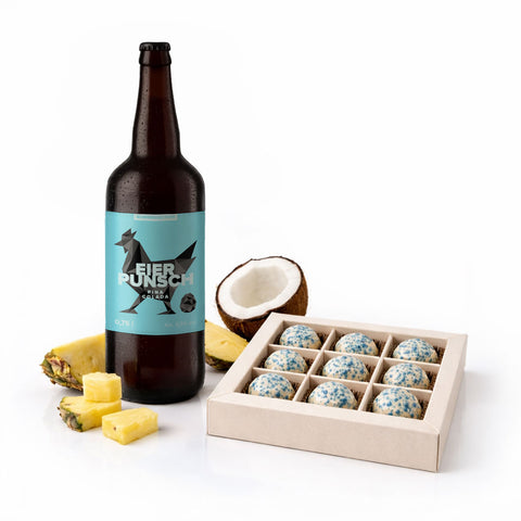 9er Bundle Eierpunsch Piña Colada – Sommergeschenk mit Flaschen und Pralinen